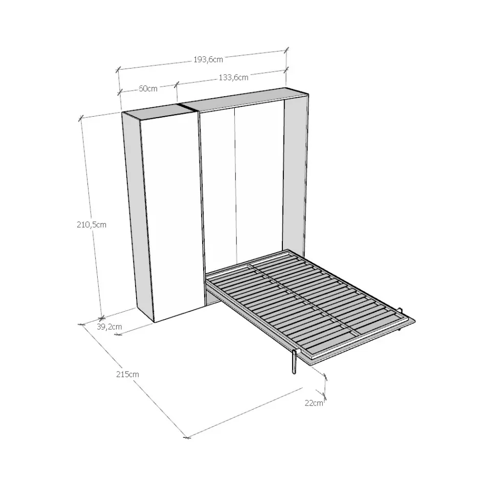Queensize bed met verticale opklapbare zuil en kolom - Magicompare Viadurini