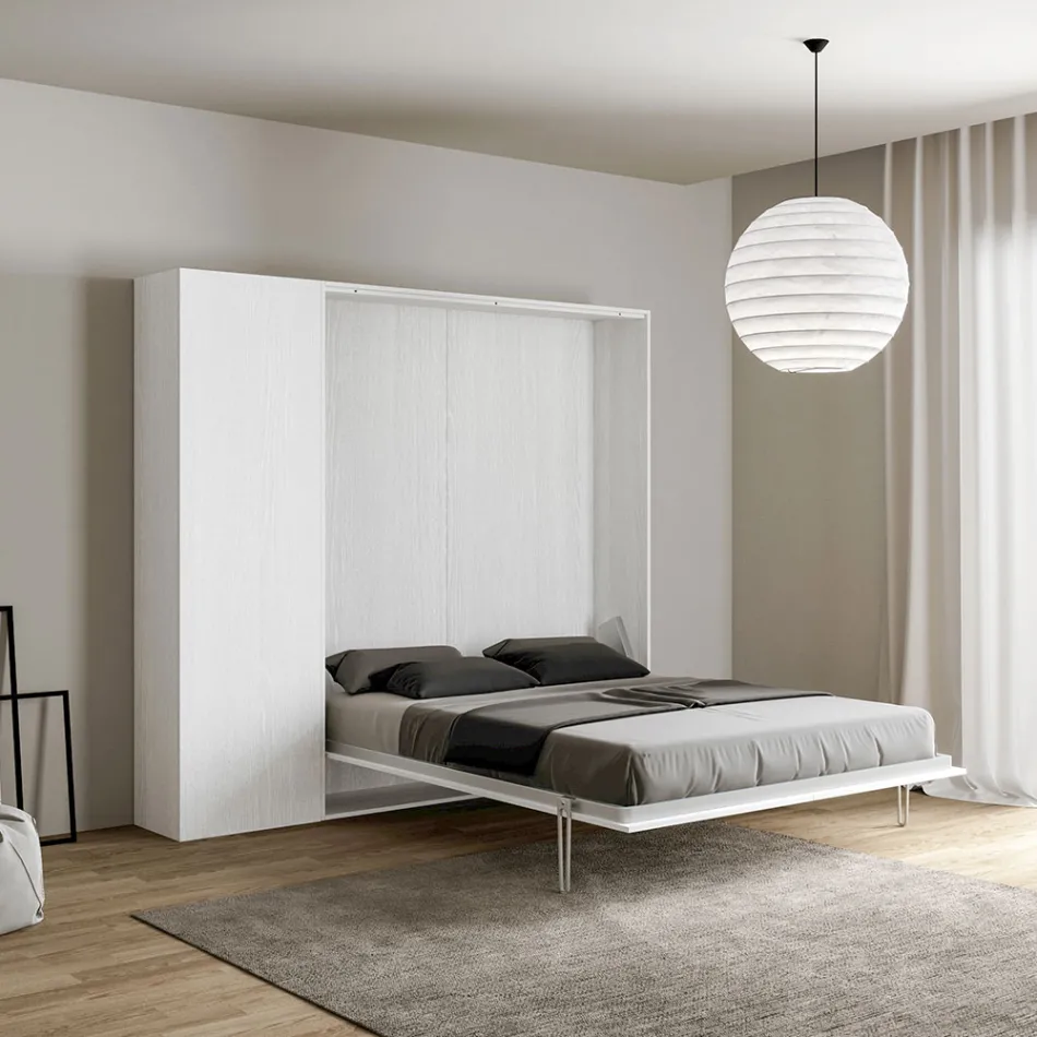 Queensize bed met verticale opklapbare zuil en kolom - Magicompare Viadurini