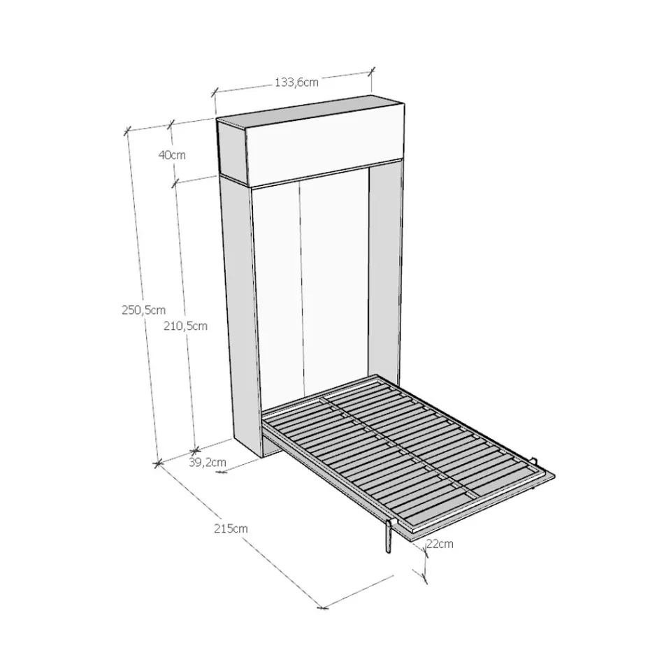Queensize bed met verticale opklapbare kast en wandmeubel - Magicompare Viadurini