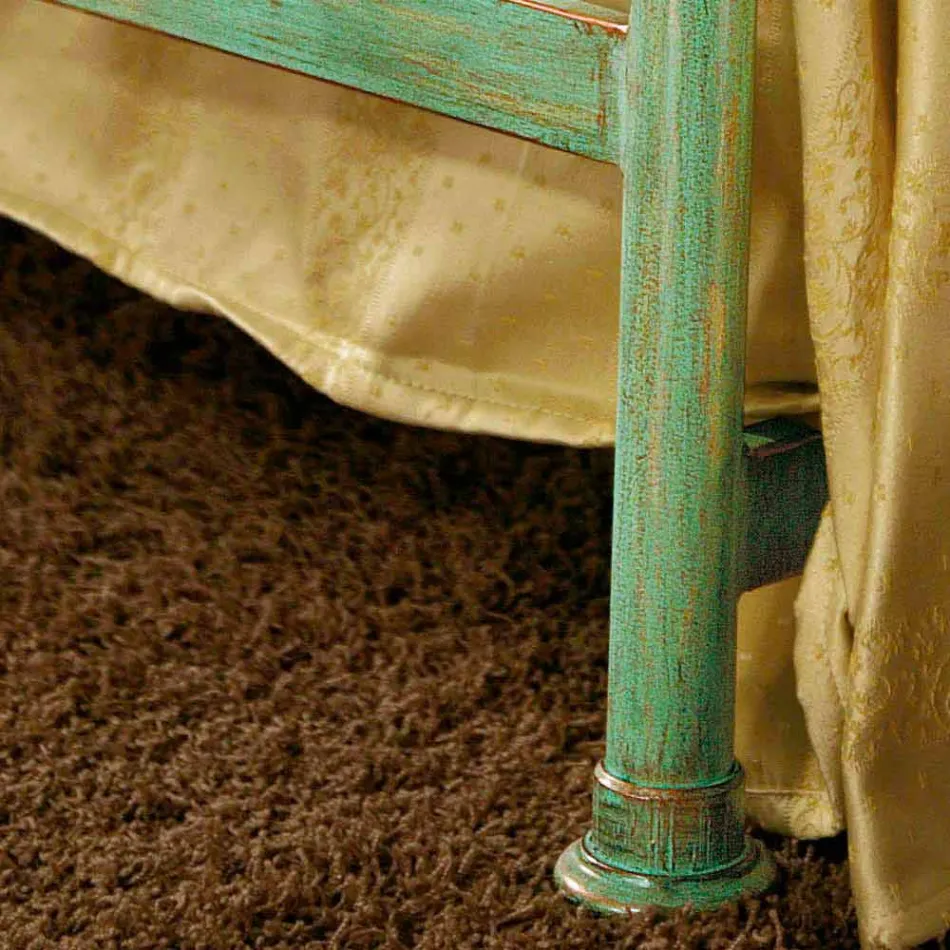 Eenpersoonsbed en een half Gabriella groene ijzeren geslagen koper Viadurini