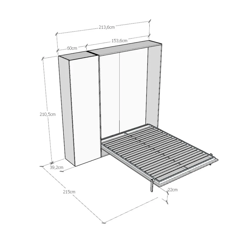 Verticaal opklapbaar Frans bed met kolom - Magicompare Viadurini