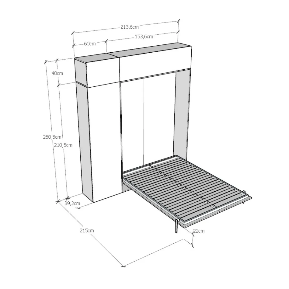Verticaal opklapbaar Frans bed met wandmeubel en kolom - Magicompare Viadurini