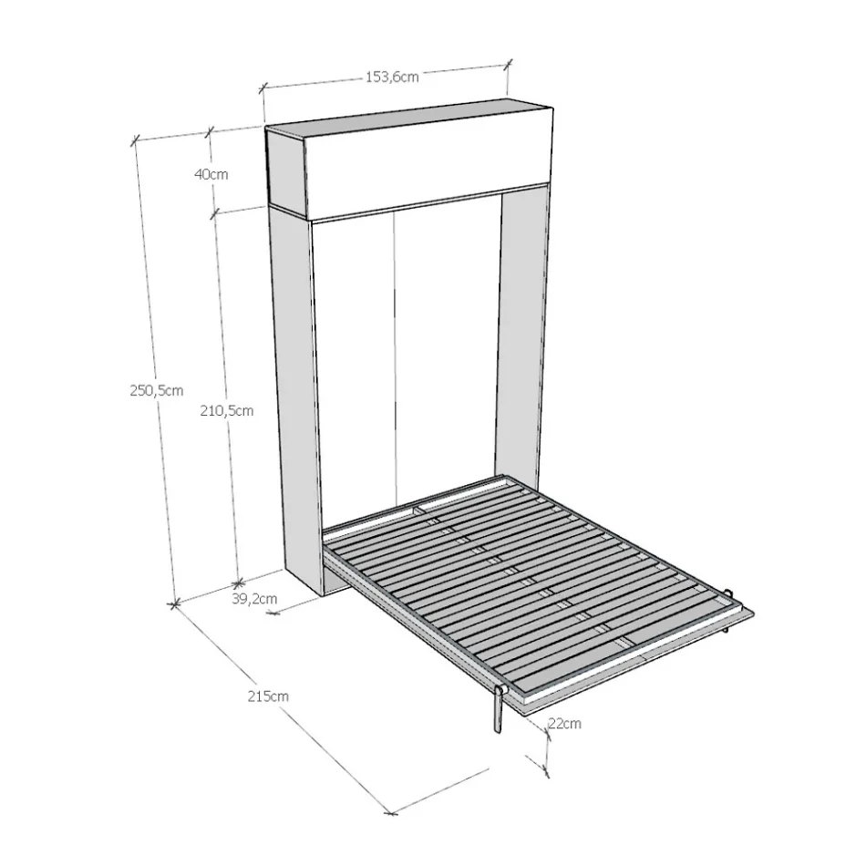 Verticaal opklapbaar Frans bed met wandmeubel - Magicompare Viadurini