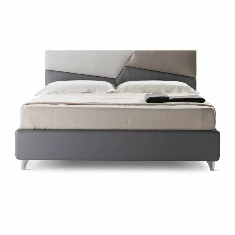 Bed met dubbele container bekleed met kunstleer Made in Italy - Raggino Viadurini