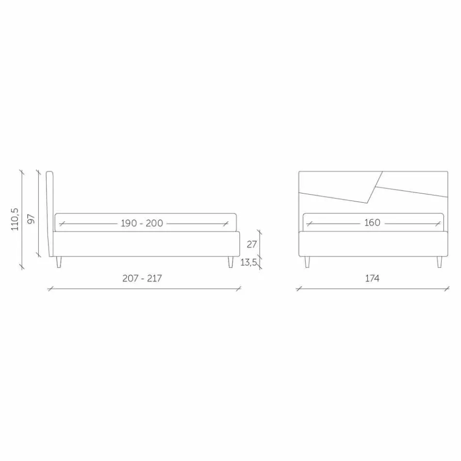 Bed met dubbele container bekleed met kunstleer Made in Italy - Raggino Viadurini