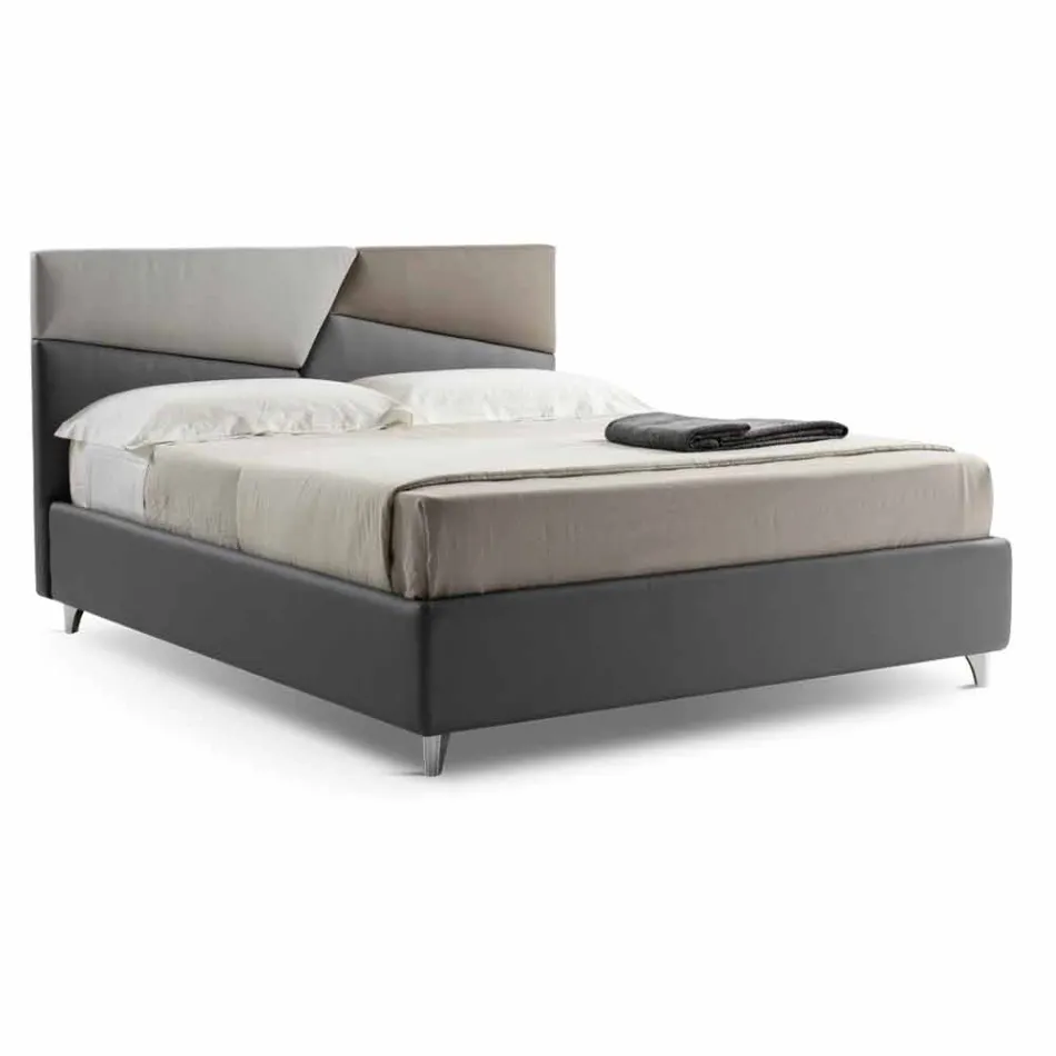 Bed met dubbele container bekleed met kunstleer Made in Italy - Raggino Viadurini