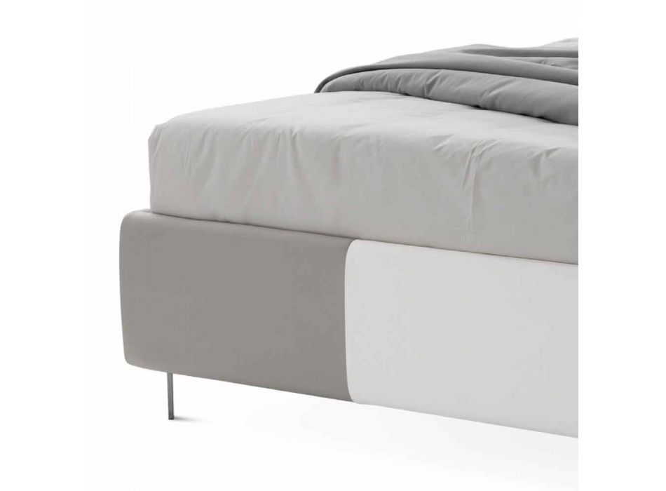 Bed met dubbele container in Bicolor Ecoleather Made in Italy - Jasmine Viadurini