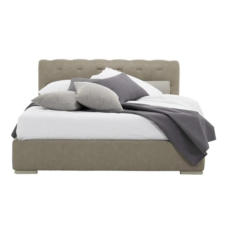 Bed met dubbele opbergruimte van ecoleer of stof, gemaakt in Italië – pop Viadurini