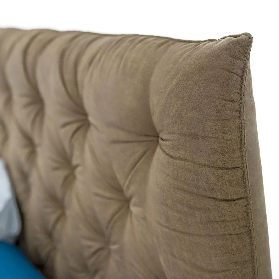 Gestoffeerd tweepersoonsbed met opbergruimte in stof of eco-leer, gemaakt in Italië – Euro Viadurini