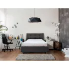 Groot bed met gevoerd hoofdeinde en voeteneinde Made in Italy - Aaron Viadurini