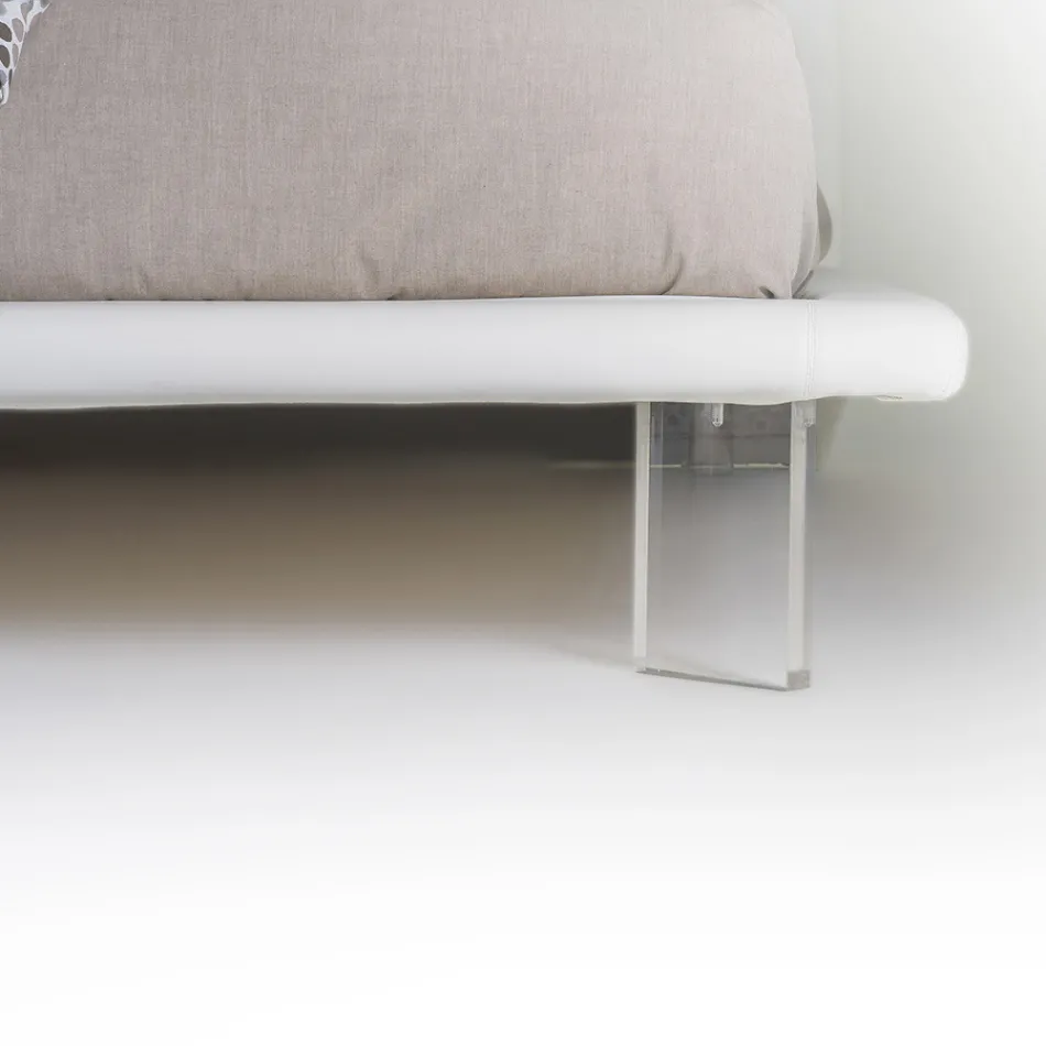 Gestoffeerd tweepersoonsbed van ecoleer of stof, gemaakt in Italië - Armonica Viadurini