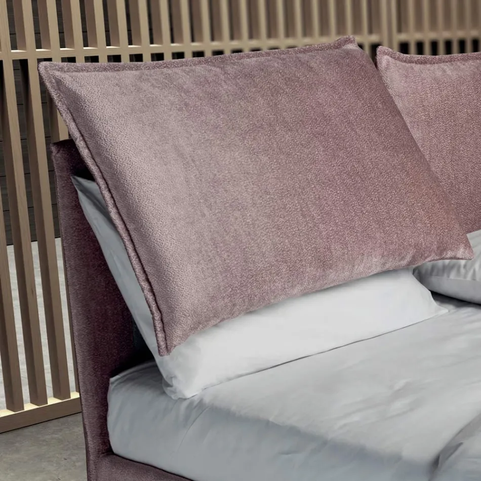 Tweepersoonsbed 160x190 met 2 zachte kussens met randplooien - Ernesta Viadurini