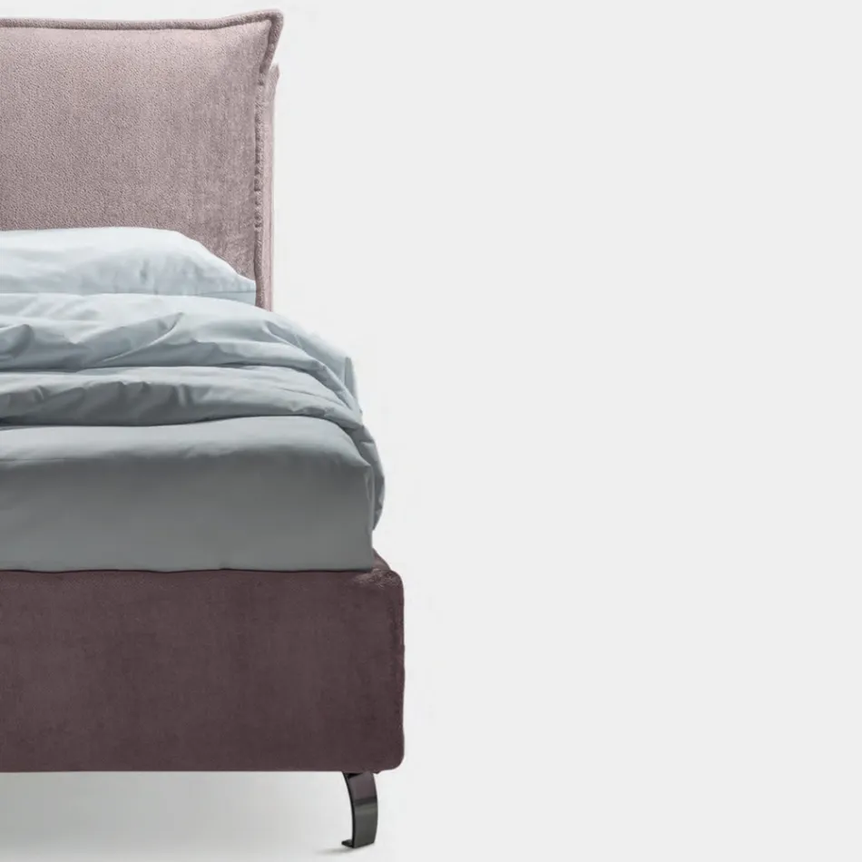 Tweepersoonsbed 160x190 met 2 zachte kussens met randplooien - Ernesta Viadurini