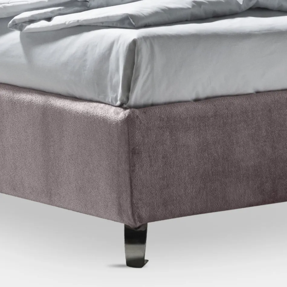 Tweepersoonsbed 160x190 met 2 zachte kussens met randplooien - Ernesta Viadurini