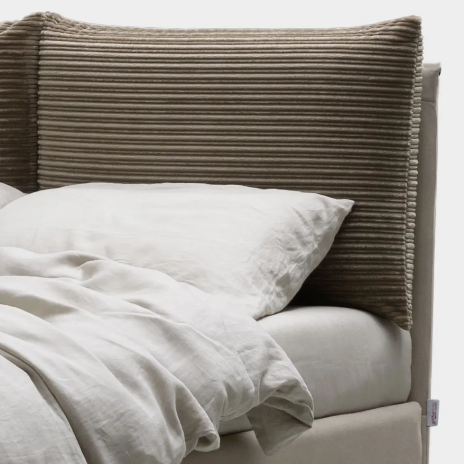 Tweepersoonsbed 160x190 met 2 zachte kussens in het hoofdeinde - Tramonti Viadurini