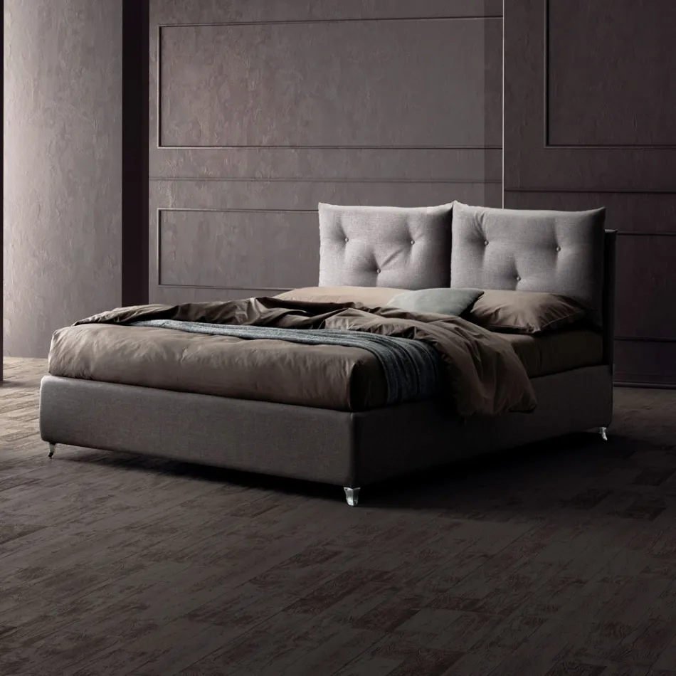 Tweepersoonsbed 160x190 met decoratieve knopen in de kussens - Rays Viadurini