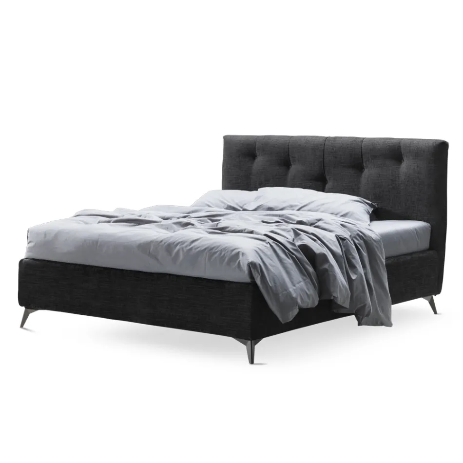 Tweepersoonsbed 160x190 met verticale reliëfkoorden - Mask Viadurini