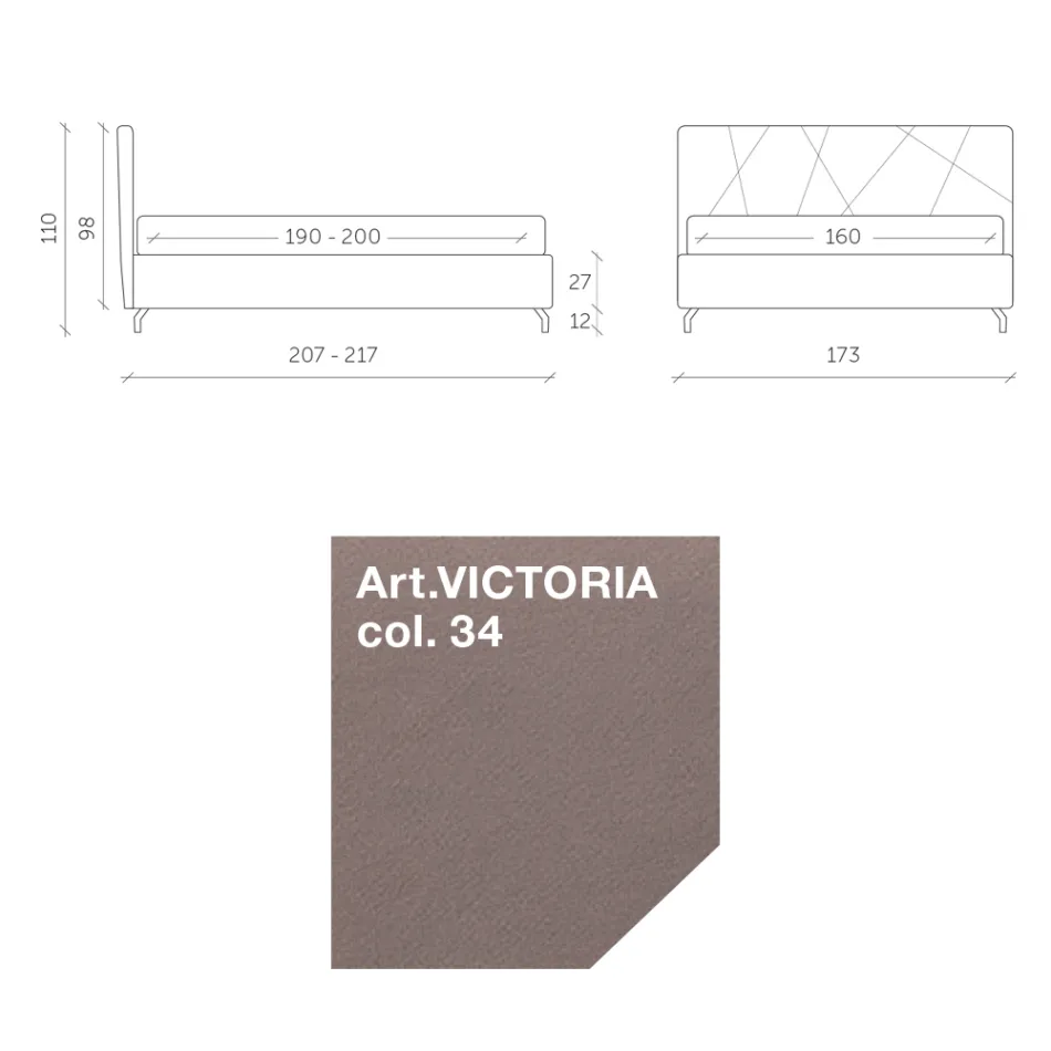 Tweepersoonsbed 160x190 met geometrische quilting - Ciottolino Viadurini