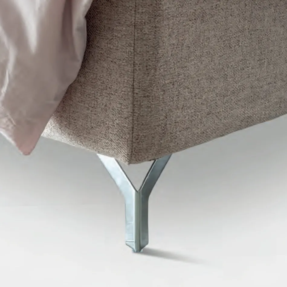 Tweepersoonsbed 160x190 met omlopend geplooid hoofdbord en knopen - Rest Viadurini