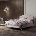 Tweepersoonsbed 160x190 met omlopend geplooid hoofdbord en knopen - Rest