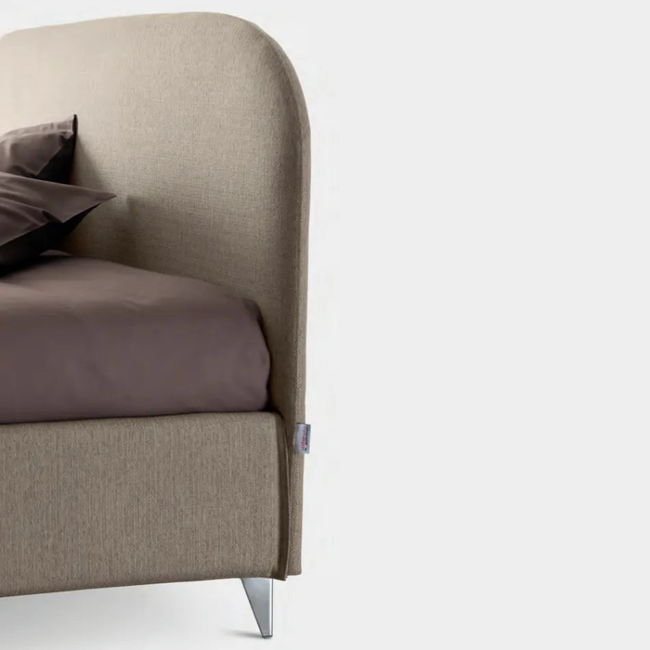 Tweepersoonsbed 160x190 met gebogen hoofdeinde Gemaakt in Italië - Oriente Viadurini