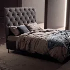 Tweepersoonsbed 160x190 met hoog en gewatteerd hoofdeinde Gemaakt in Italië - Sallie Viadurini