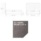 Tweepersoonsbed 160x190 met hoog en gewatteerd hoofdeinde Gemaakt in Italië - Sallie Viadurini