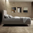 Tweepersoonsbed 160x190 met quiltwerk met brede verticale banden - Magan Viadurini