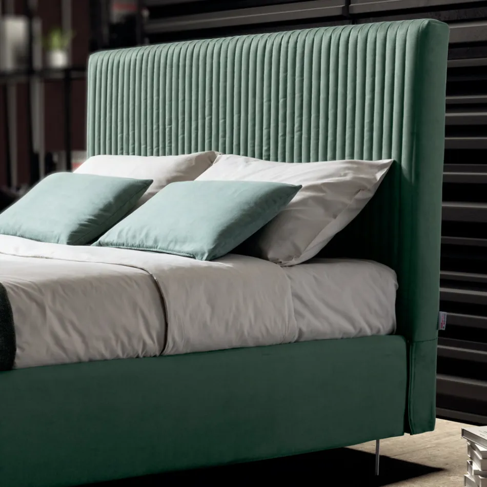 Tweepersoonsbed 160x190 met Multi-Stripe Smalle Band Quilting - Meduse Viadurini