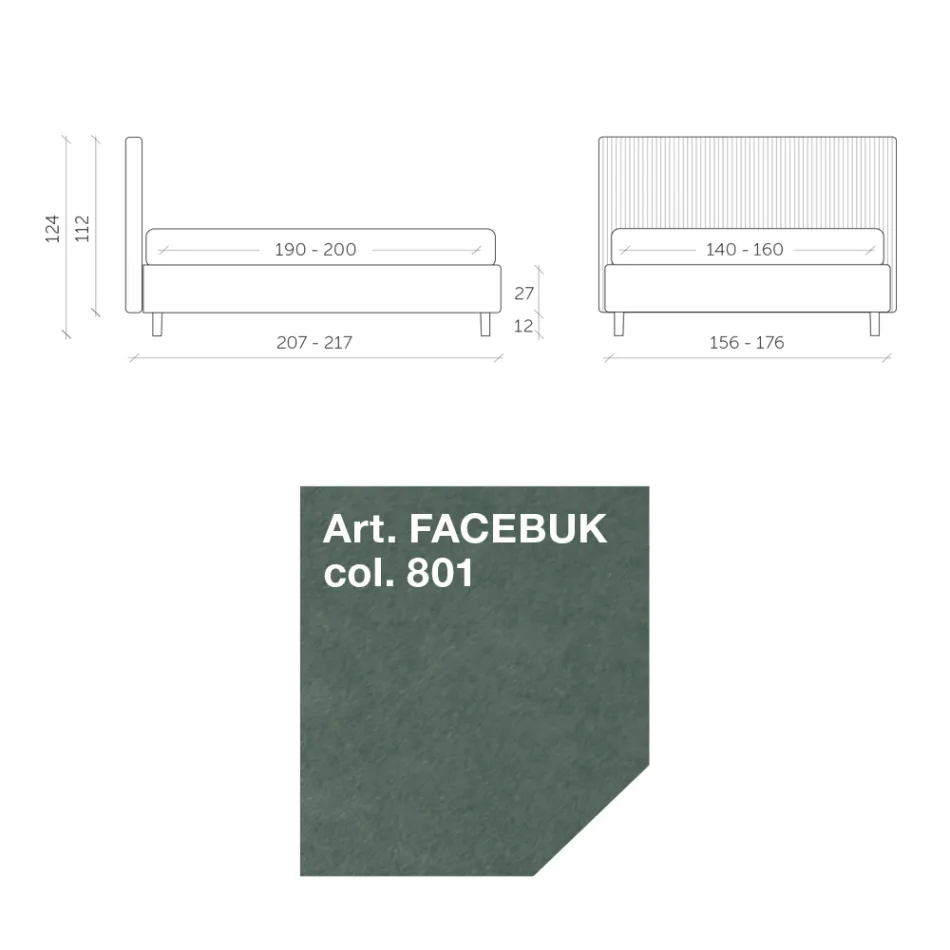 Tweepersoonsbed 160x190 met Multi-Stripe Smalle Band Quilting - Meduse Viadurini