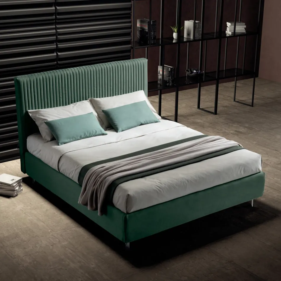 Tweepersoonsbed 160x190 met Multi-Stripe Smalle Band Quilting - Meduse Viadurini