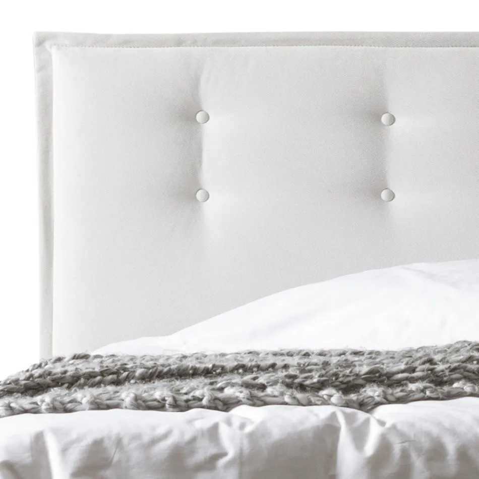 Tweepersoonsbed 160x190 in stof met hoofdbord met knopen Made in Italy - Dreams Viadurini