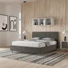 Tweepersoonsbed 160x200 cm met hoofdbord van microvezel, gemaakt in Italië - Pallone Viadurini