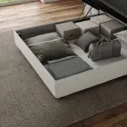 Tweepersoonsbed 160x200 cm met hoofdbord van microvezel, gemaakt in Italië - Pallone Viadurini