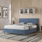 Tweepersoonsbed 160x200 cm met hoofdbord van microvezel, gemaakt in Italië - Pallone Viadurini