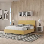 Tweepersoonsbed 160x200 cm met hoofdbord van microvezel, gemaakt in Italië - Pallone Viadurini