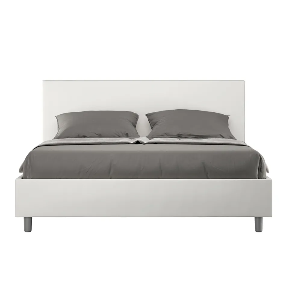 Tweepersoonsbed 160x200 cm met hoofdbord van kunstleer, gemaakt in Italië - Pallone Viadurini