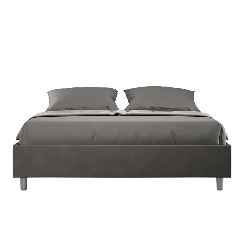 Tweepersoonsbed 160x200 cm, bekleed met microvezel, gemaakt in Italië - Athlete Viadurini