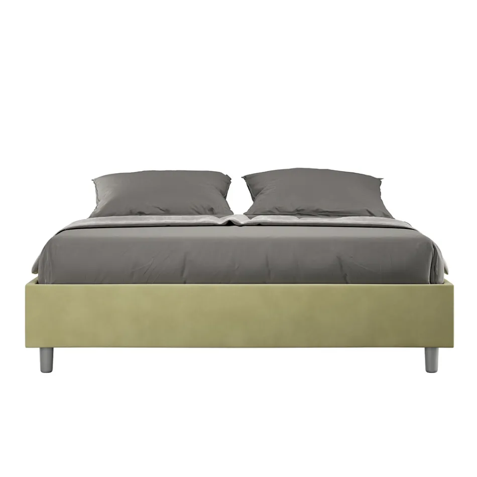 Tweepersoonsbed 160x200 cm, bekleed met microvezel, gemaakt in Italië - Athlete Viadurini