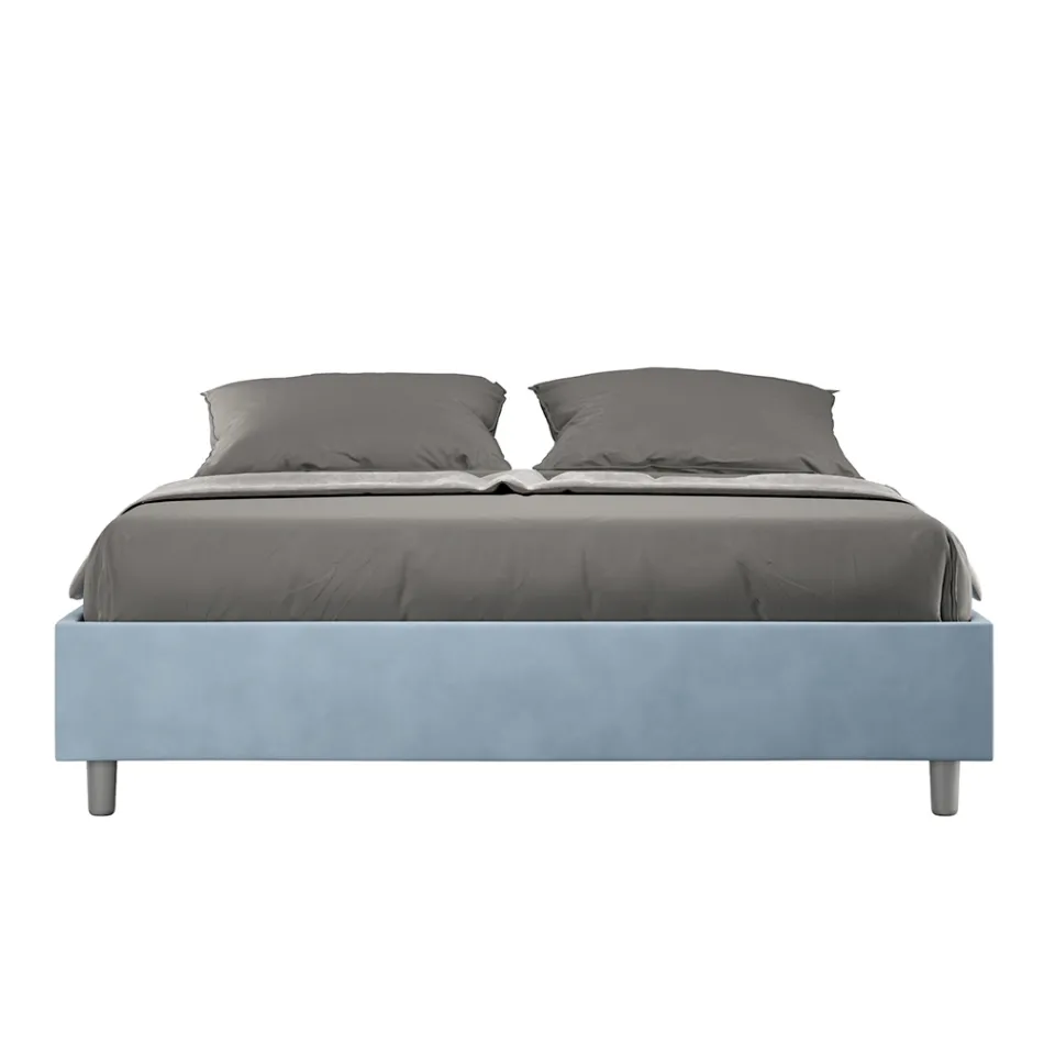 Tweepersoonsbed 160x200 cm, bekleed met microvezel, gemaakt in Italië - Athlete Viadurini