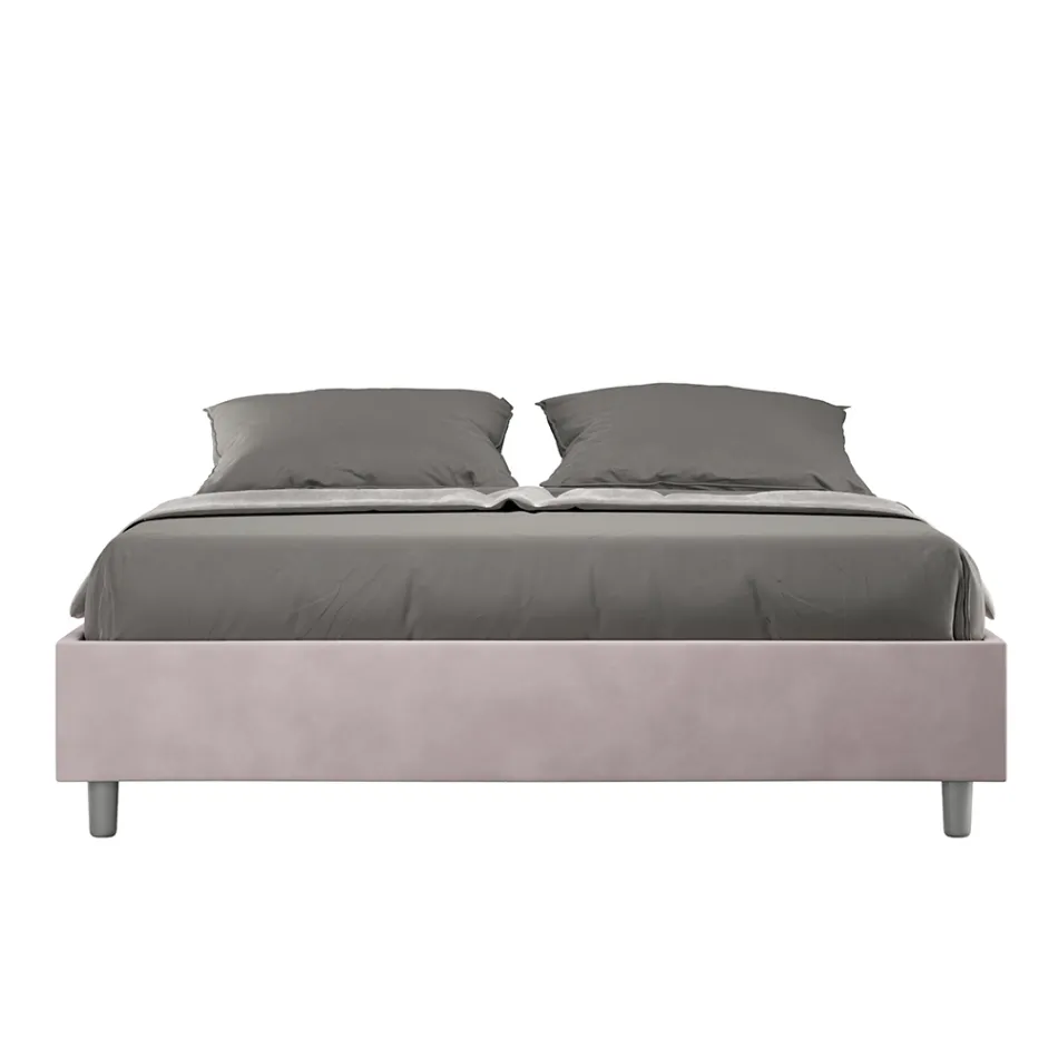 Tweepersoonsbed 160x200 cm, bekleed met microvezel, gemaakt in Italië - Athlete Viadurini