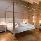 Tweepersoonsbed 160x200 cm met baldakijn van massief teakhout - Aquarel Viadurini