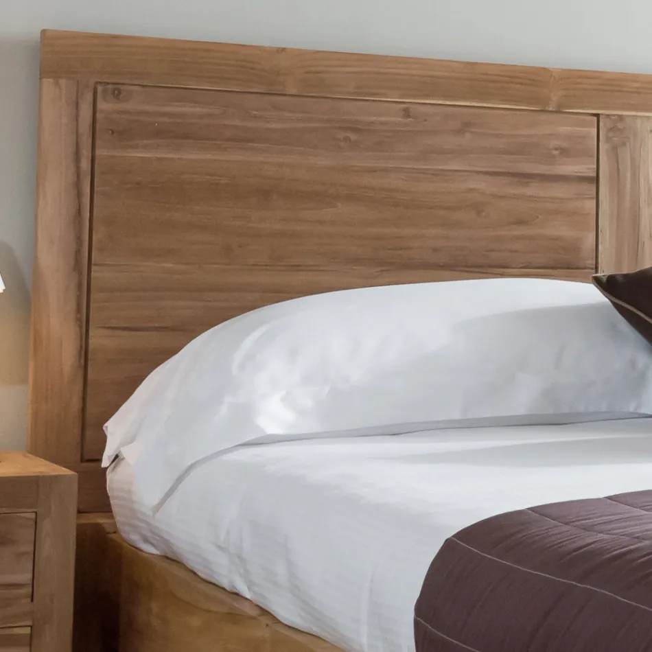 Tweepersoonsbed 160x200 cm, gemaakt van massief teakhout - Fresco Viadurini