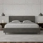 Tweepersoonsbed 180x200 cm met hoofdbord van microvezel, gemaakt in Italië - Pallone Viadurini