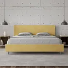 Tweepersoonsbed 180x200 cm met hoofdbord van microvezel, gemaakt in Italië - Pallone Viadurini