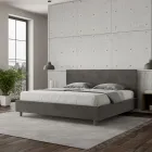 Tweepersoonsbed 190x200 cm met hoofdbord van microvezel, gemaakt in Italië - Pallone Viadurini