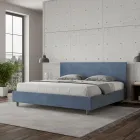 Tweepersoonsbed 190x200 cm met hoofdbord van microvezel, gemaakt in Italië - Pallone Viadurini