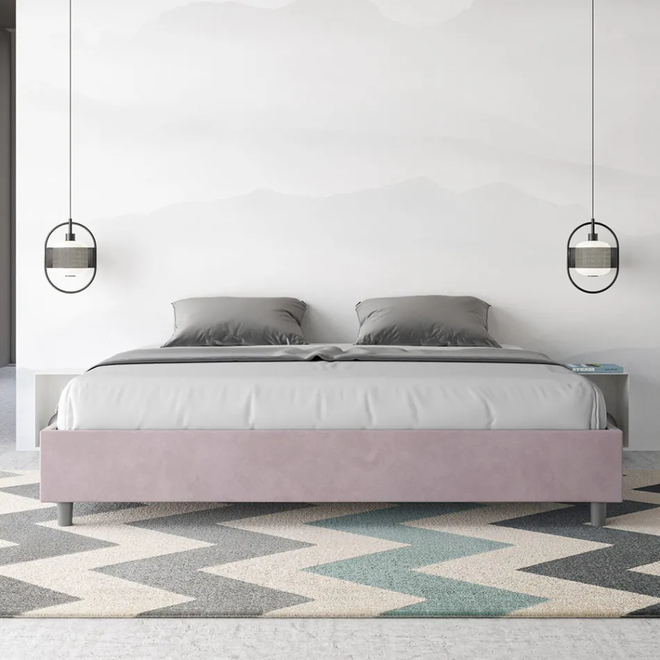 Tweepersoonsbed 190x200 cm, bekleed met microvezel, gemaakt in Italië - Athlete Viadurini