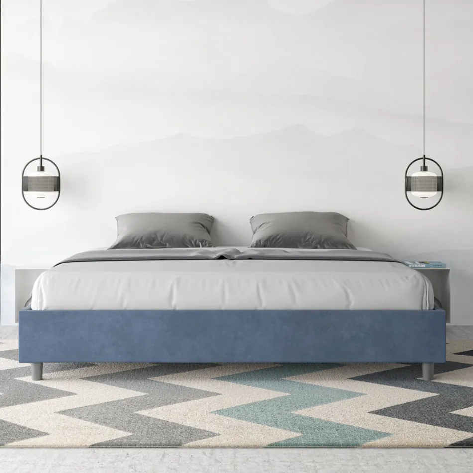 Tweepersoonsbed 190x200 cm, bekleed met microvezel, gemaakt in Italië - Athlete Viadurini