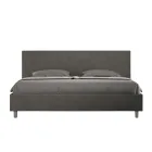 Tweepersoonsbed 200x200 cm met hoofdbord van microvezel, gemaakt in Italië - Pallone Viadurini